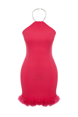 TRENDYOLMILLA Siyah Vucuda Oturan Otrisli Parlak Tasl? Dokuma K?sa S?k Abiye Elbise TPRSS23EL00255 фото 12