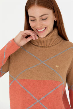 Женский свитер с высоким воротником песочного цвета Неожиданная скидка в корзине - U.s. polo assn фото 2