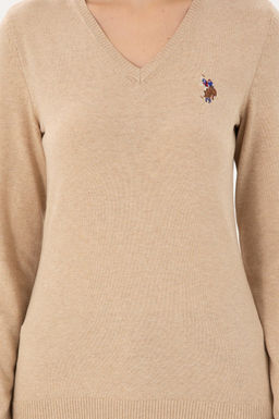 Женский базовый свитер песочного меланжа - U.s. polo assn фото 6