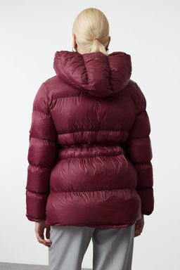 Bordo Regular Kal?p Kapusonlu Belden Buzgu Detayl? Su Itici K?sl?k Sisme Mont TWOAW25MO00164 - Trendyolmilla фото 6