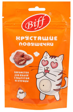 Титбит Хруст. подуш. д/кош. Biff с паштетом из курицы. 60 г. 1/25 4690538026663