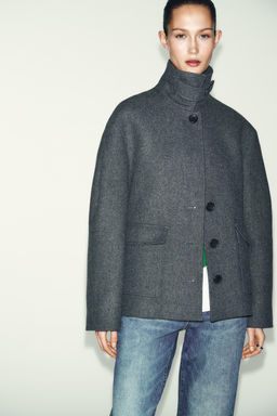 CROPPED WOOL COAT WITH HIGH NECK - Zara фото 2