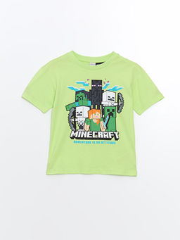 Bisiklet Yaka Minecraft Bask?l? Erkek ?ocuk Ti??rt