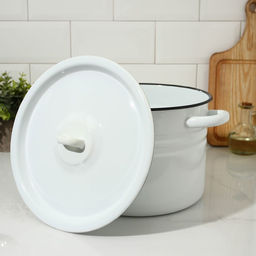 Цена за 2 шт. Кастрюля эмалированная, 8 л, d=25.5 см, с крышкой, без деколи, белая