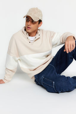 TRENDYOL MAN Siyah Oversize/Genis Kesim C?tc?tl? Renk Ici Polar Pamuklu Sweatshirt TMNAW24SW00160 - Trendyolmilla фото 17