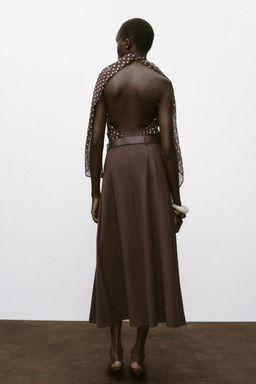 BELTED MIDI A-LINE SKIRT - Zara фото 5