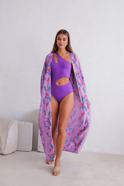 10962 Кимоно длинное сиреневое с принтом - Martichelli фото 2