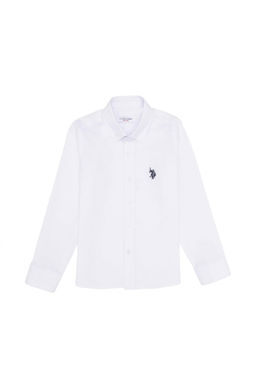 Белая базовая рубашка с длинным рукавом для мальчика Неожиданная скидка в корзине