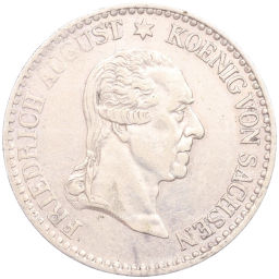 1/6 талера 1827 года Саксония Смерть Короля Фридриха Августа I