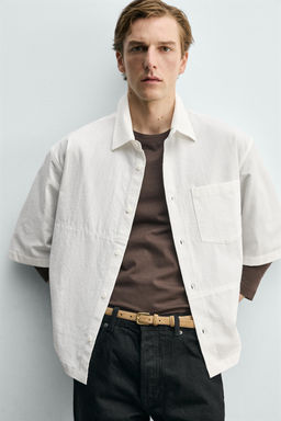 CAMISA RELAXED FIT ALGOD?N / Blanco - Zara фото 5