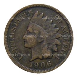 Монета 1 цент 1906 года США