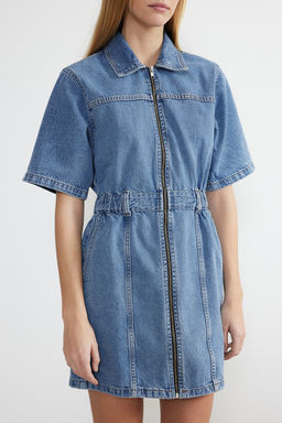 TRENDYOLMILLA Mavi Fermuar Detayl? Mini Denim Elbise TWOSS24EL00367  фото 4