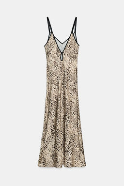 VESTIDO MIDI LENCERO ESTAMPADO ANIMAL / Multicolor - Zara фото 7