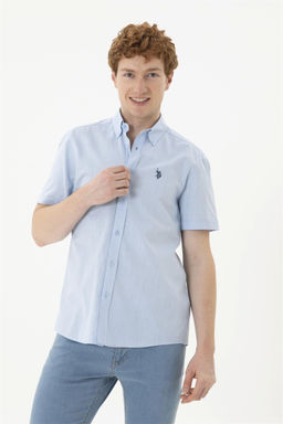 Мужская голубая рубашка с коротким рукавом - U.s. polo assn фото 3