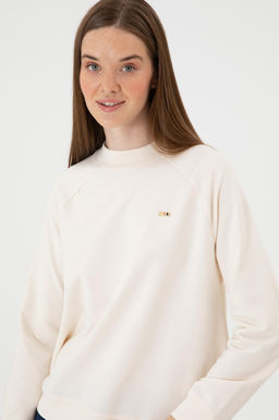 Kad_n Krem Regular Bisiklet Yaka Basic Sweatsh_rt