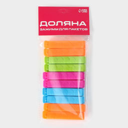 Цена за 2 шт. Зажимы для пакетов Доляна, 7.5 см, 10 шт., МИКС  фото 8