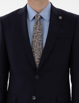 Lacivert Ex. Slim Fit _izgili Y_nl_ Tak_m Elbise