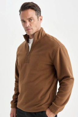Relax Fit Dik Yaka Fermuarl? Polar Sweatshirt
