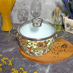 Кастрюля 4,0л сф. Imperio 1SC205S белосн. - Стальэмаль фото 3