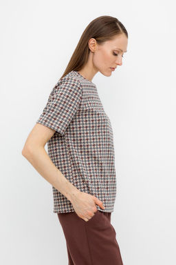 ЕВТ 3231/тем.бежевый,гусиная лапка фуфайка жен