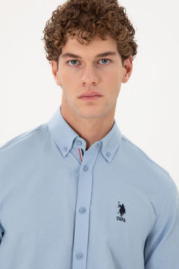Мужская голубая рубашка с длинным рукавом - U.s. polo assn фото 2