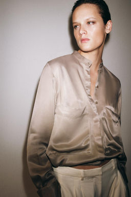 CAMISA SATINADA ZW COLLECTION / Vis?n claro - Zara фото 4