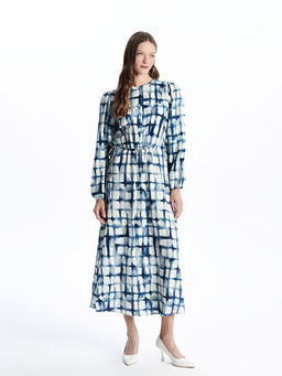 Bisiklet Yaka Desenli Elbise