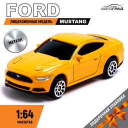 Машина металлическая FORD MUSTANG, 1:64, цвет жёлтый - Автоград фото 5