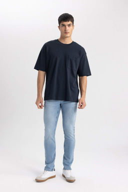 Oversize Genis Kal?p Bisiklet Yaka Basic Duz K?sa Kollu %100 Pamuk Ag?r Kumas Tisort - Defacto фото 4