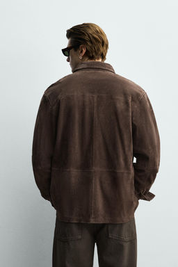 SOBRECAMISA PIEL ANTE / Chocolate - Zara фото 3