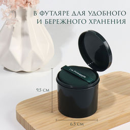 Спонжи для макияжа PINNEAPPLE, набор - 7 шт., d=5.5 см, с держателем, в футляре, цвет изумрудный