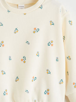 Bebe Yaka Bask?l? K?z ?ocuk Sweatshirt