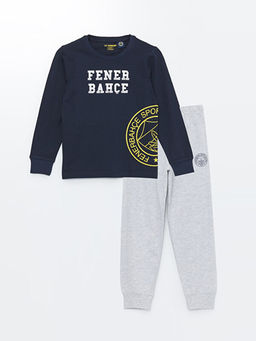 Bisiklet Yaka Fenerbah?e Bask?l? Uzun Kollu Erkek ?ocuk Pijama Tak?m?