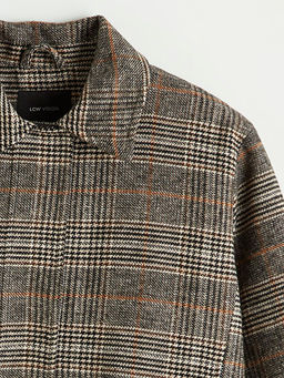 G?mlek Yaka Ekose Kad?n Ka?e Ceket