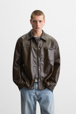 WASHED LEATHER EFFECT OVERSHIRT