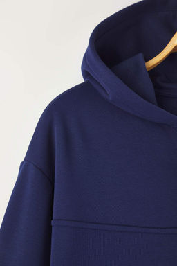 Lacivert Baglama Detayl? Oversize/Genis Kal?p Orme Sweatshirt TWOAW26SW00053 - Trendyolmilla фото 7