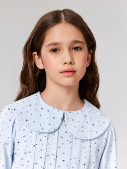 ACOOLA / Блузка детская для девочек Norma голубой принт фото 2