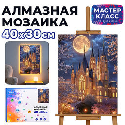 Мозаика алмазная "Ночной замок" (светится в темноте) 40*30 см.