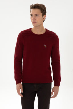 Erkek Slim Fit Bisiklet Yaka Bordo Kazak - U.s. polo assn фото 3