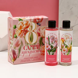 Гель для душа и пена для ванны 2х200 мл Самой прекрасной, подарочный набор, аромат малиновый лимонад и клубничная карамель, ЧИСТОЕ СЧАСТЬЕ  фото 2