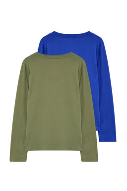 Trendyolmilla Siyah-Beyaz 2li Paket %100 Pamuk V Yaka Regular/Normal Kesim Orme T-Shirt TWOAW25TS00002