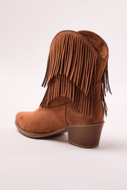 Trendyol Shoes Taba Suet Kahverengi Puskullu Kovboy Blok Topuklu Kad?n Bot TAKAW25BO00031 - Trendyolmilla фото 6