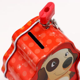 Копилка металл "Пёсик" с замком и ключиком МИКС 10,5х8х4,5 см