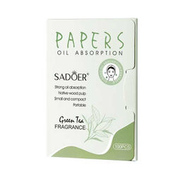 SADOER Матирующий салфетки против жирного блеска с ароматом зеленого чая, 100 шт.