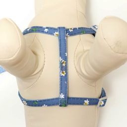 Комплект амуниции с игрушкой, поводок 120 х 1 см, ОШ 24-38 см, ОГ 24-38 см, синий с цветами - Пижон фото 6