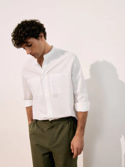 Рубашка с воротником-стойкой из льна ZR2605043011-1 / Zarina