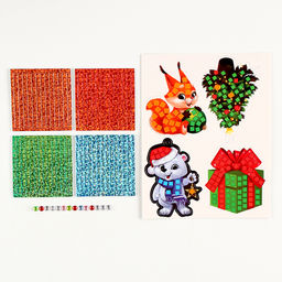 Аппликация стикерами на новый год. Елочные игрушки Праздник!, набор для творчества - Школа талантов фото 3