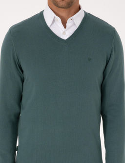 Ye_il Slim Fit V Yaka Basic Triko Kazak - Pierre cardin фото 6