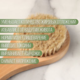 Щётка массажная из натуральной щетины, с ручкой, гладкая - Добропаровъ фото 4