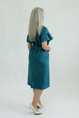 100% ЛЁН Платье ПРЯМОЕ С ПОЯСОМ - Елецкие узоры фото 2